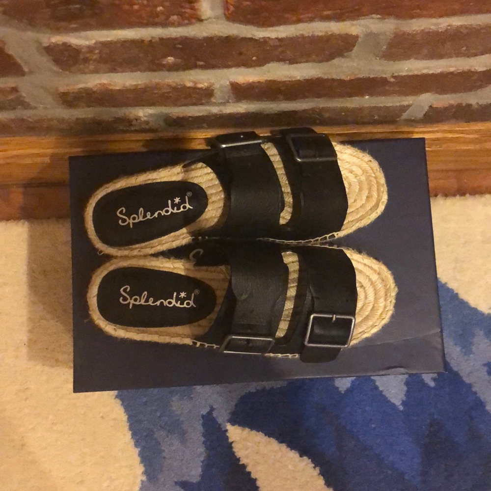 Black Leather Espadrille Sandal